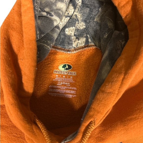 Mossy Oak Blaze Orange Hoodie with Camo Hood - Picture 3 of 6